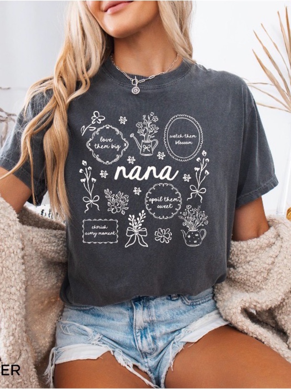 Comfort Colors Floral Nana T-Shirt, Mothers Day Gift for Nana Tee, Grandma Shirt